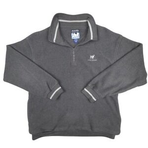 Big Dogs Polar Dogs Quarter Zip Fleece Pullover Mens Large Gray Striped Trim